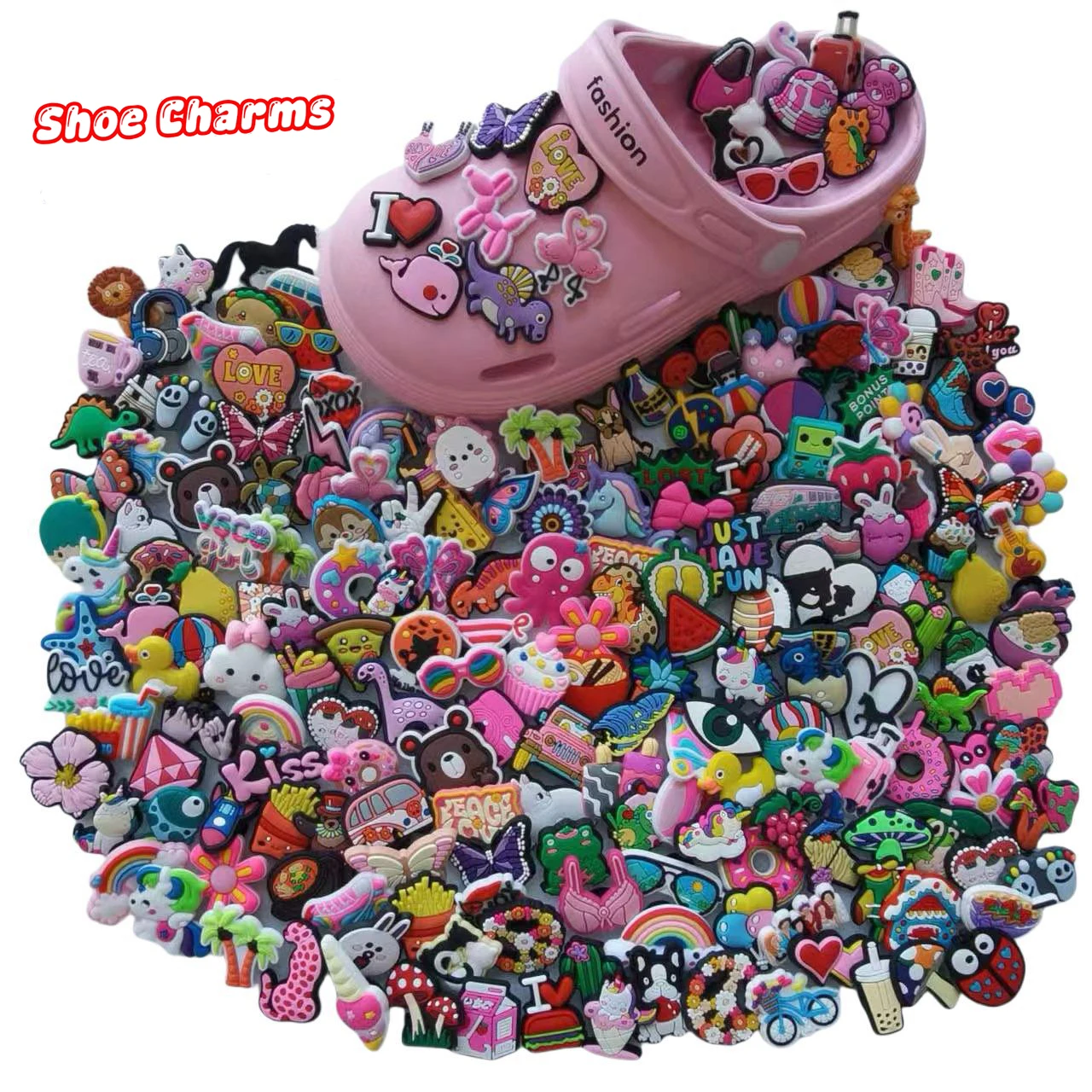 

30-100Pcs Random Mixed Cartoon Sanrio Pokmon Pink Shoe Charms Clogs Shoe Accessories DIY Shoe Decoration Buckle Wholesale Gifts