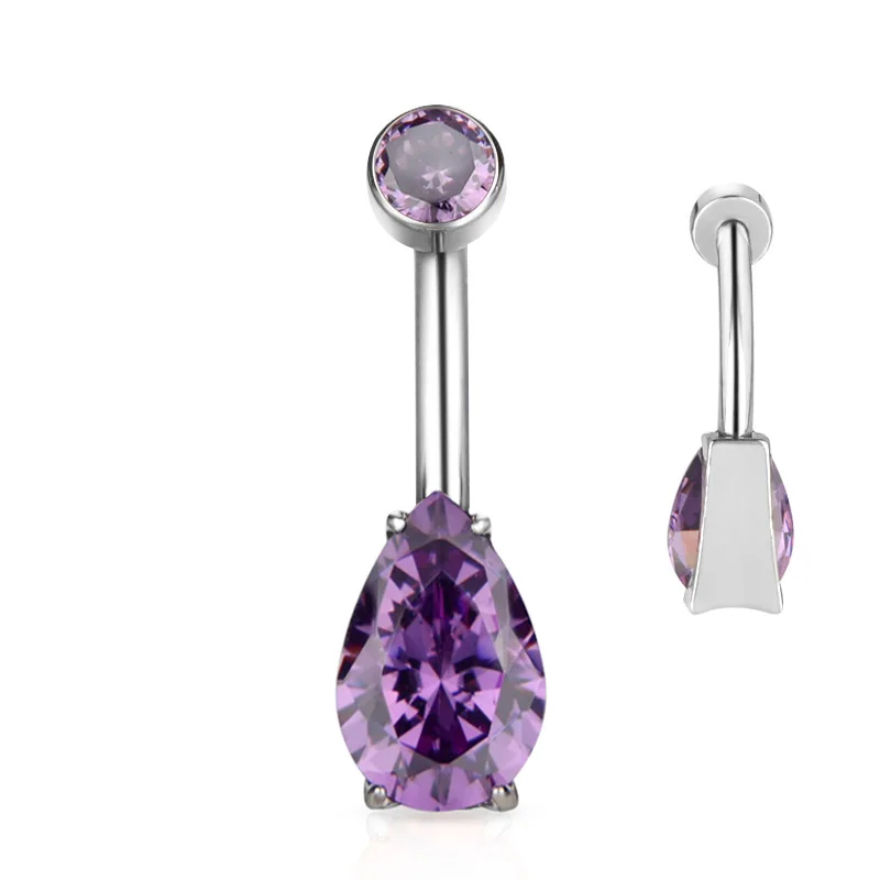 G23 Titanium Big Water Drop Navel Piercing Ombligo AAA Zircon Navel Ring Belly Button Rings Pircing Nombril Dance Party Jewelry