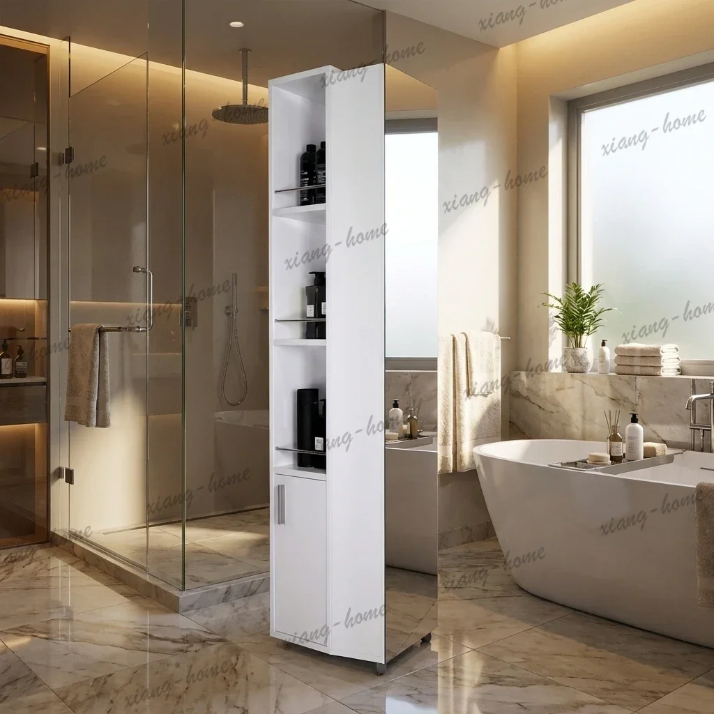 Spinning Stainless Steel Mirror Cabinet American Designer Bathroom Cabinets Storage Full Length Mirror for Residence Furniture