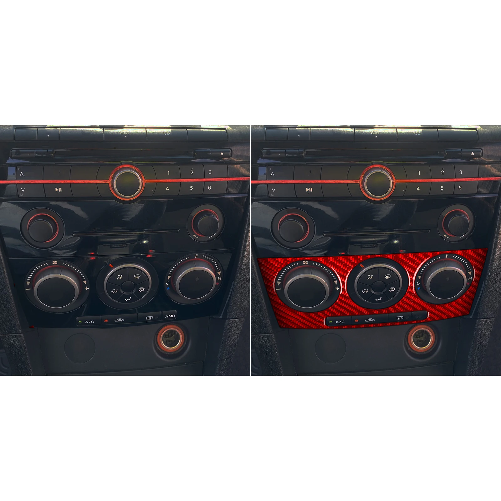 Carbon Fiber For Mazda 3 Axela 2004-2009 Car Air Conditioner Control Panel Trim Customizable Car Sticker Interior Accessories