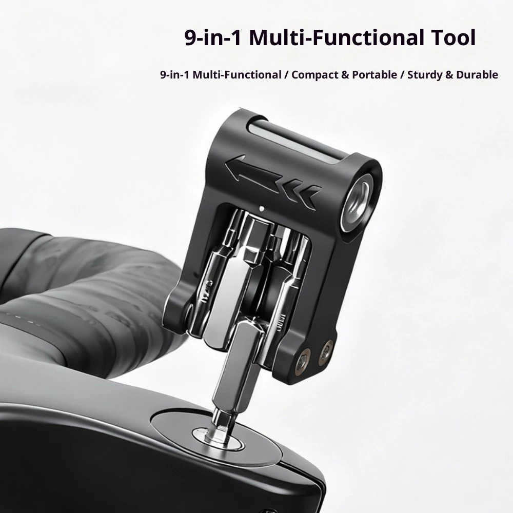 

9-in-1 Bicycle Multi-Function Tool with Screwdriver Allen Key Set Portable CO2 Inflator Head for Mountain Road Bikes Accessories