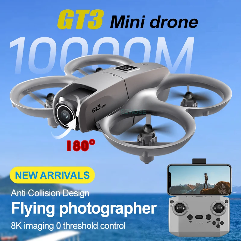 

Mini GT3 Drone Intelligent Obstacle Avoidance 8K 180° Electric Camera 6-axis 360° Stunt Roll Long Battery Life Quadcopter Toy