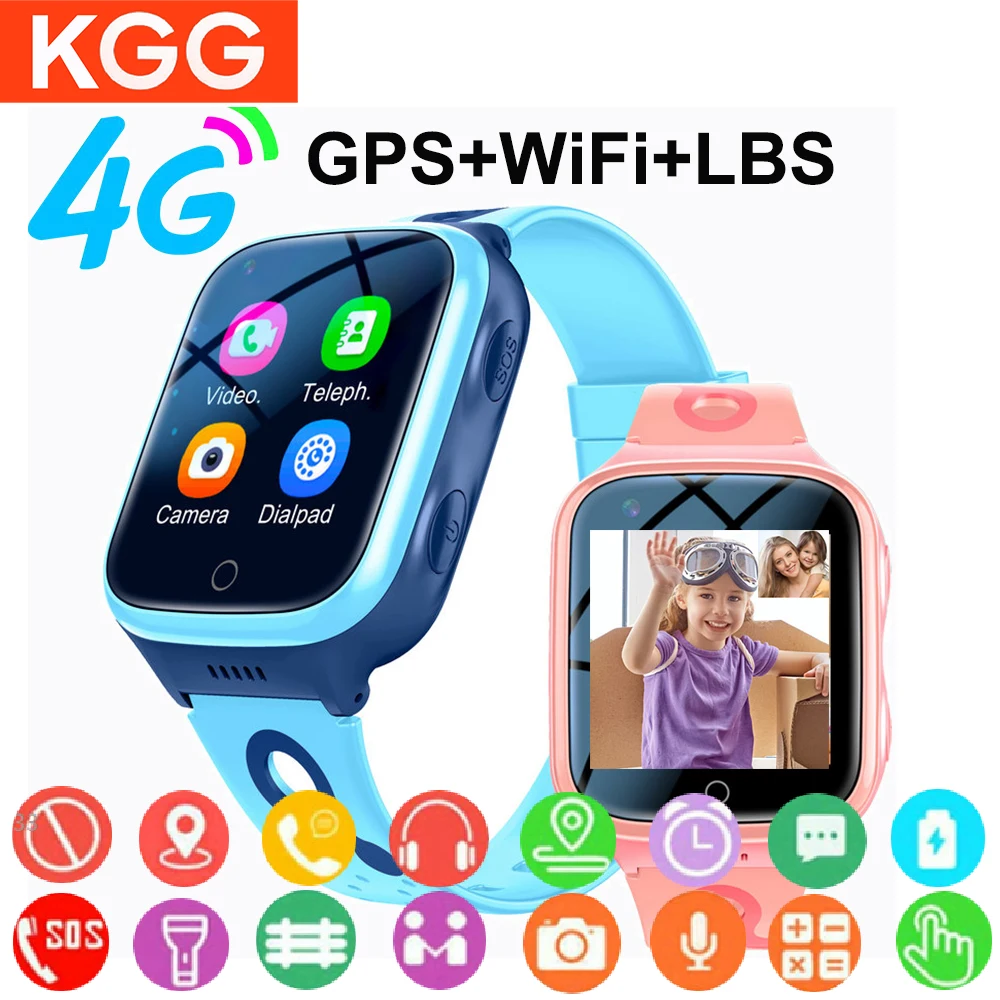 KGG 4G Smart Watch Kids GPS WiFi 1000mAh Video Call Tracker Location SOS Call Back Monitor Phone Watch Smartwatch Children Gifts