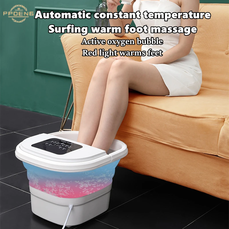 Electric Vibrator Foot Massager Automatic Heating Thermostat Household Electric Folding Bubble Foot Spa Bath Bucket