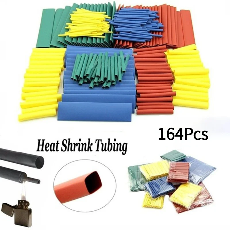 164Pcs Heat Shrink Tubing Insulated Shrinkable Tube Wire Cable Sleeve Kit.