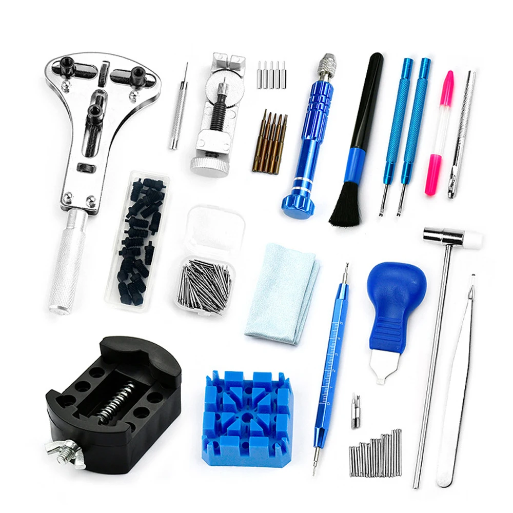 Watch Repair Tool Set Link Pin Remover Case Opener Spring Bar Strap Adjustment Needle Clock Battery Replacement Pack Kit