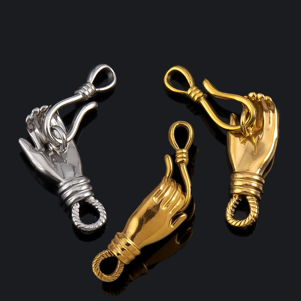 2pcs Gold Plated Stainless Steel Hand-Shape Toggle Connectors DIY Jewelry Making Bracelet Clasps Bulk Wholesale Accessories