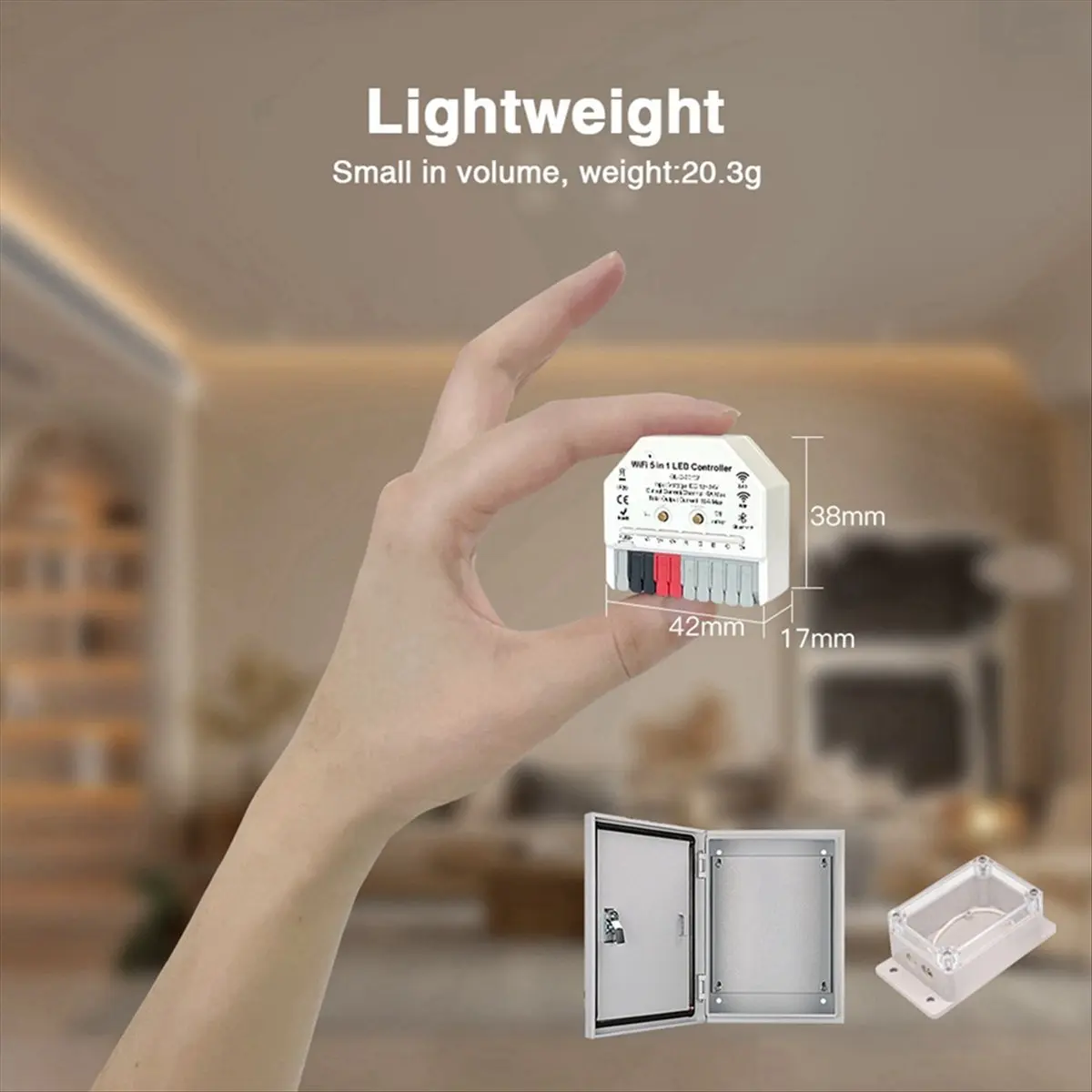 2026 جديد + 5 في 1 WiFi LED Light Strip Controller Tuya App، صوت وجهاز تحكم عن بعد 2.4G مدعوم مثالي للإضاءة المنزلية