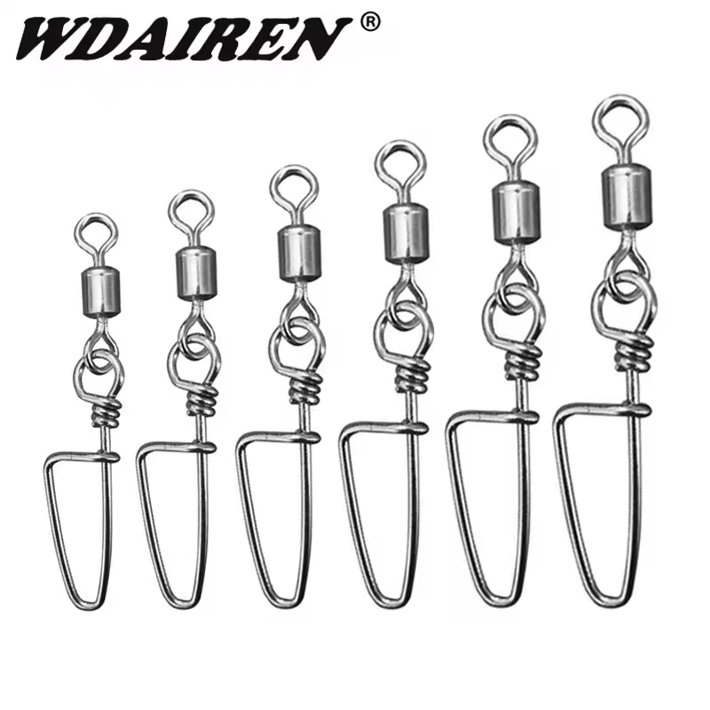 20Pcs 1#-14# Stainless Steel Fishing Triangle Connector Pin Bearing Rolling Swivel Snap For Lure Hook Fishing Tackle Accessories Похожие на AliExpress