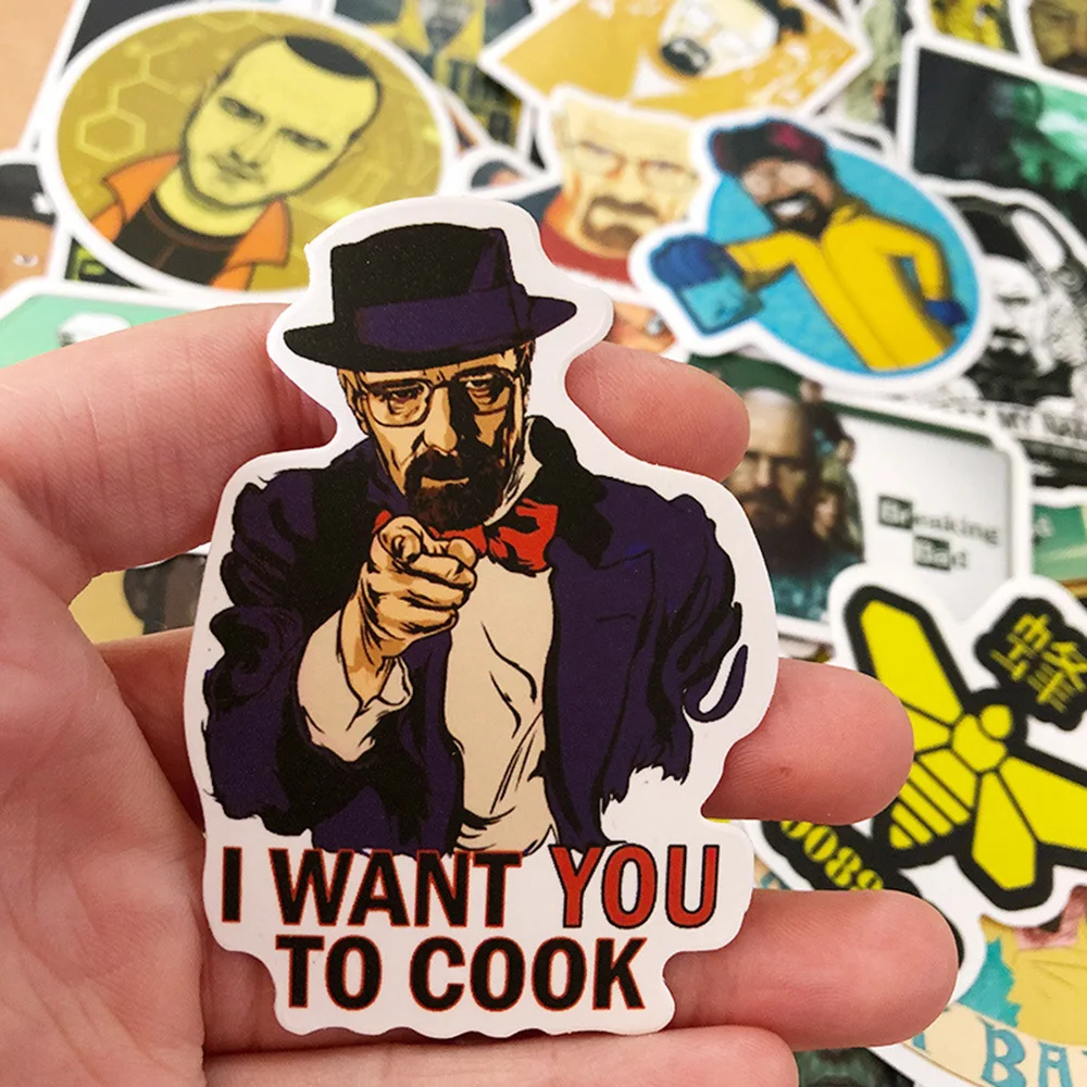 10/30/50pcs Breaking Bad TV Show Stickers PVC Waterproof Toy Graffiti Kid Stickers Skateboard Guitar Suitcase Luggage Car Decal