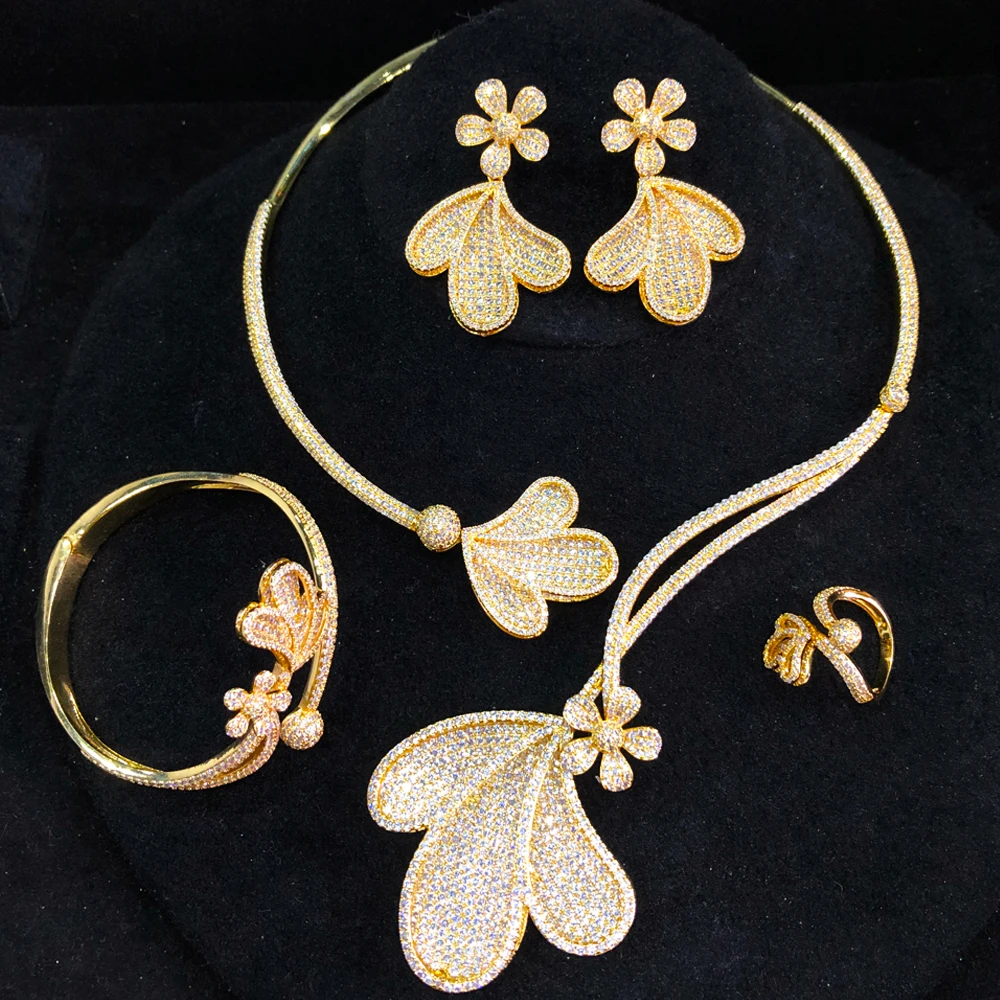 

GODKI Fashion 4PCS Luxury Butterfly Flowers Nigeria Jewelry Sets For Women Wedding African Cubic Zircon CZ Dubai Bridal Jewelry