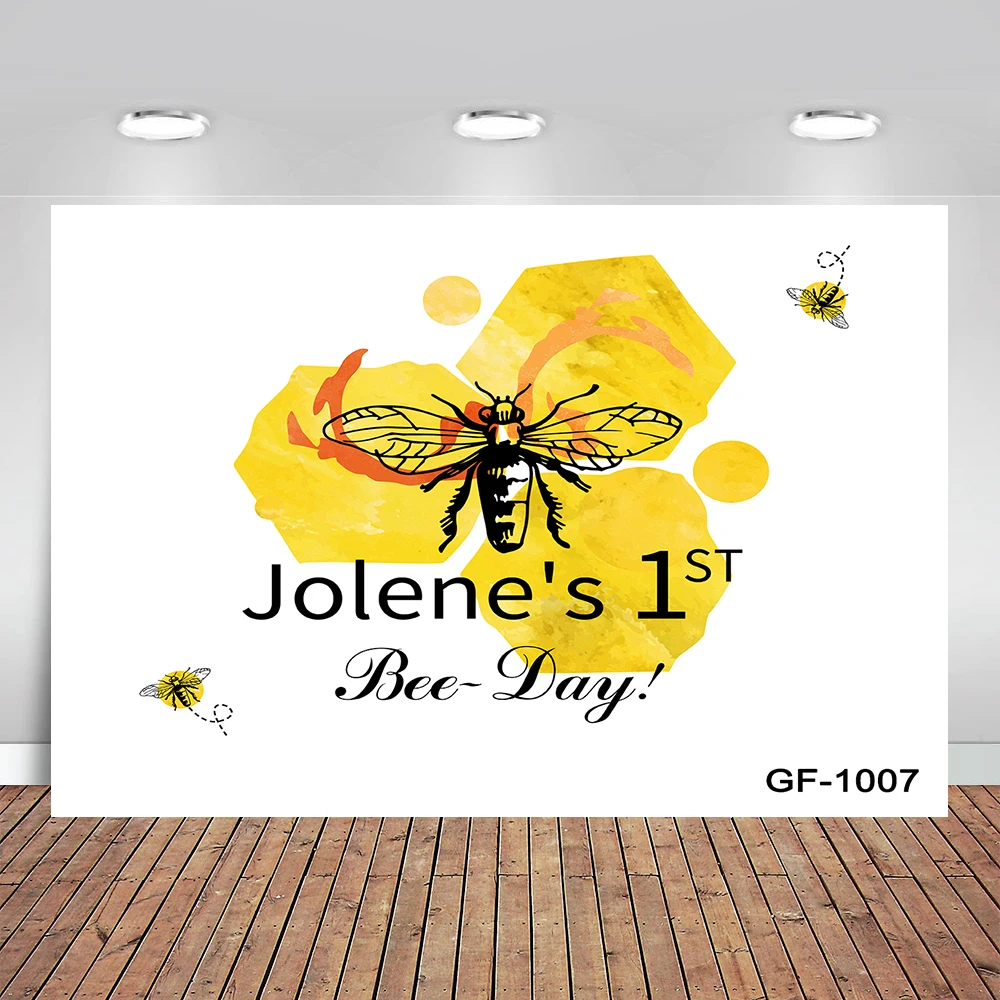 

Honey Bee Theme 1st Birthday Backdrop Bumble Bee Birthday Party Decorations Photo Background First Birthday Party