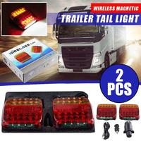 2pcs Wireless Magnetic LED Truck Tail Light Trailer Rear Light Signal Warning Brake Light for Caravans Campers Lorry RV