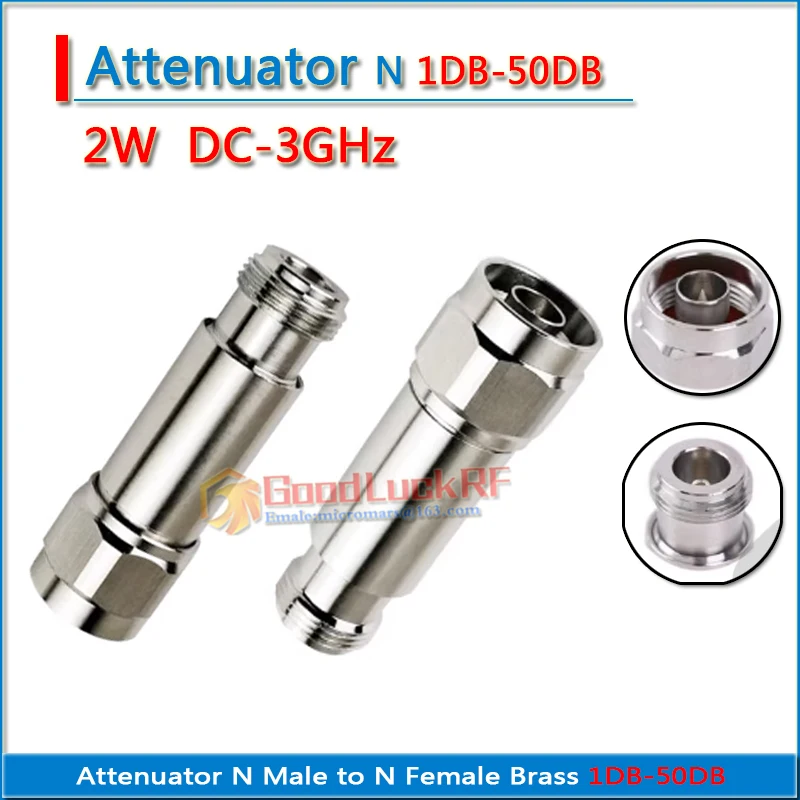 

L16N attenuator 2W 5Ｗ 0-3GHz DC-4GHz N Male to N Female 50 ohm Straight RF attenuator 1/2/3/5/6/10/15/20/25/30/40/50DB 2W test