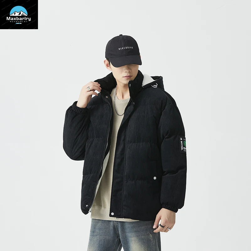 Winter Men's Jacket Korean Version Fashionable Loose Fitting Warm Hooded Jacket With Thickened Padding For Men's Clothing