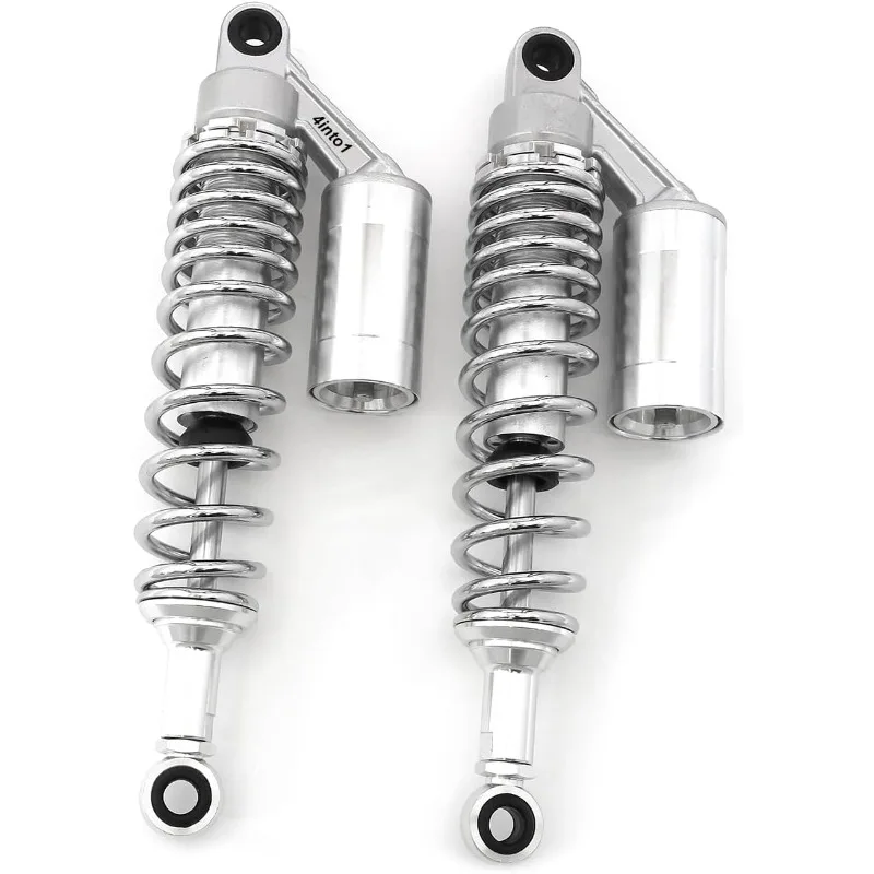 

Silver & Chrome Remote Reservoir Rear Air Shocks Eye To Eye 340mm 350mm / 13.5" Suspension Motorcycle ATV Go Kart Quad