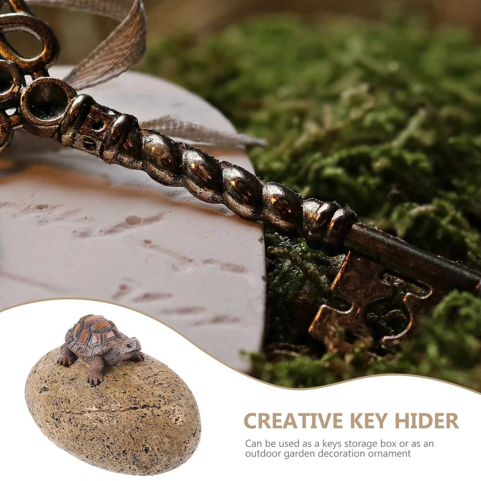 Garden Turtle Stone Resin Key Hider Outdoor Hidden Key Box Lawn Ornament Decorative Garden Storage Security Outdoor Storage Box