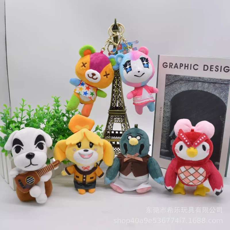 

New Animal Crossing Colorful Star Pattern Soft Stuffed Bear Character Plush Keychain Bag Backpack Pendant Gift For Game Fans Kid