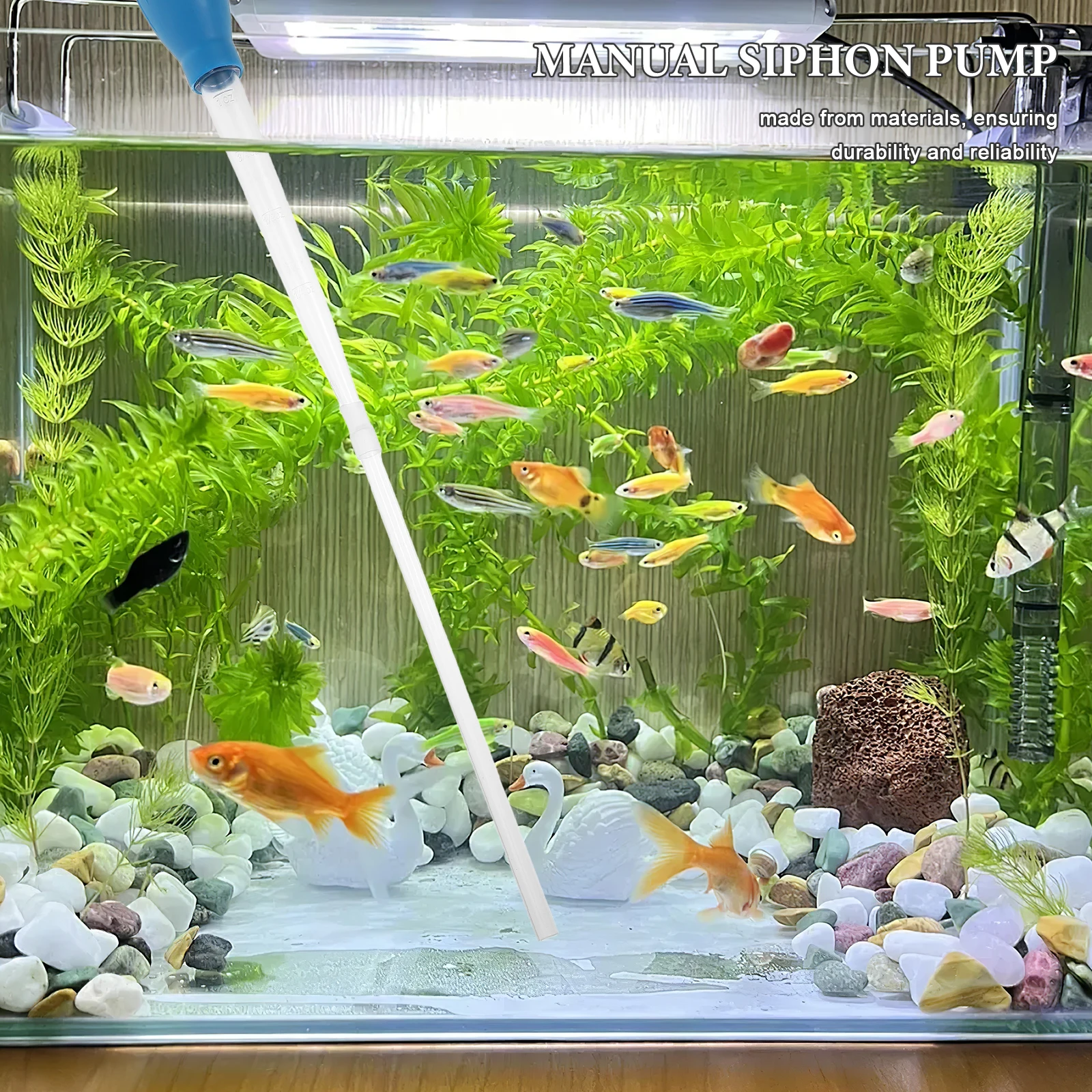 

Small Tank Water Changer Aquarium Cleaning Pump Manual Betta Tank Accessories Long Pipette Vacuum Gravel Cleaner Fish Poop