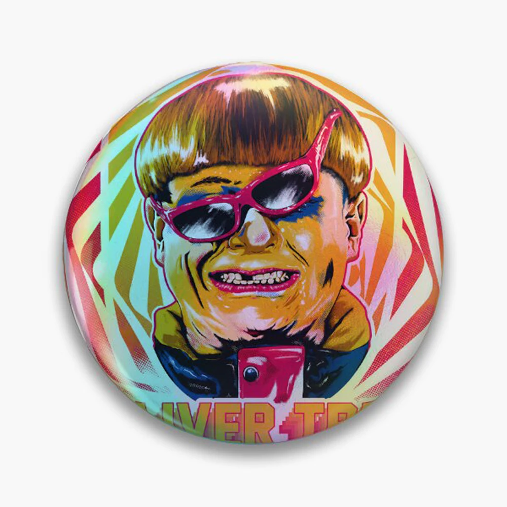 Oliver Tree Pin Holographic Star Heart Pin Brooches Laminated Button Fashion Accessory