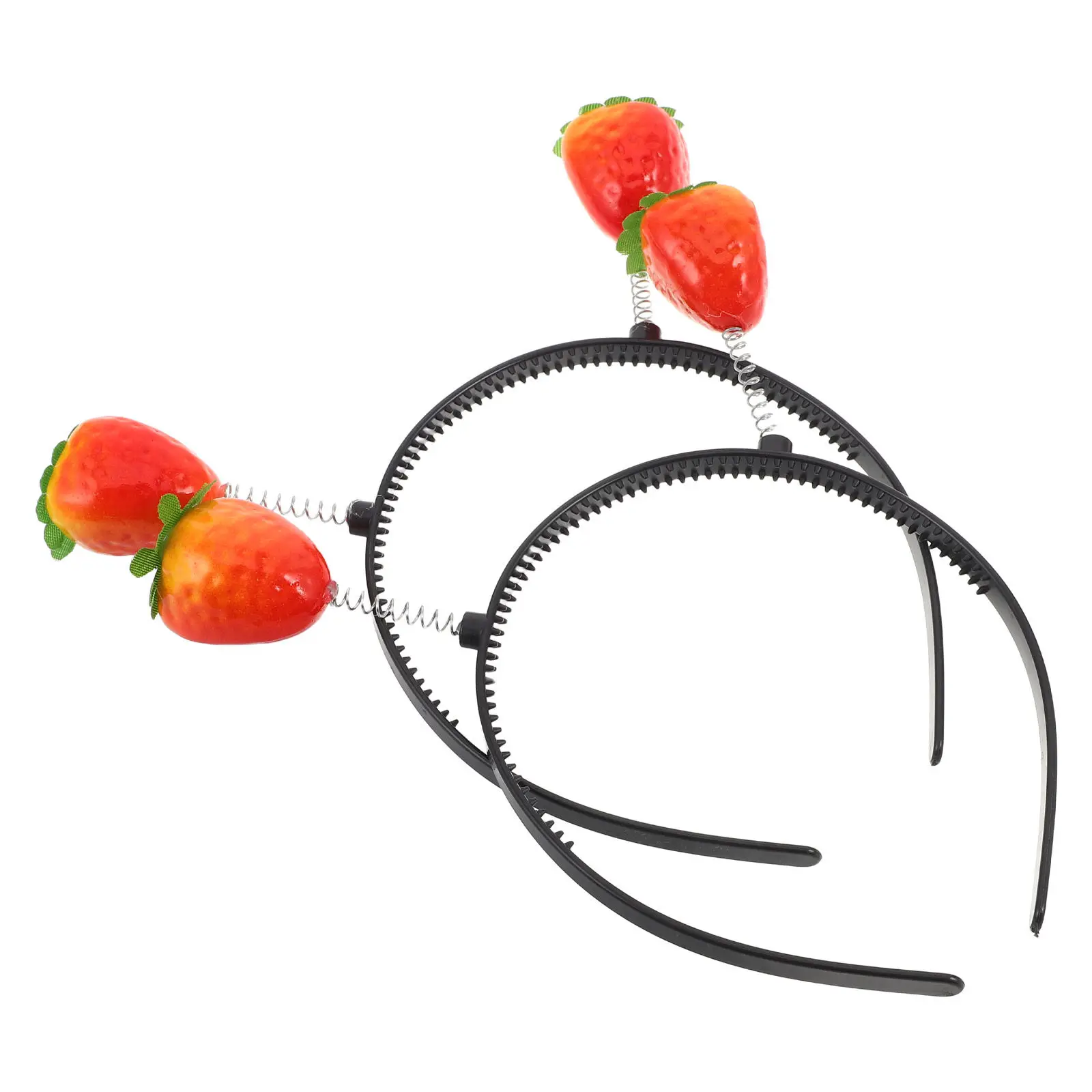 2Pcs Strawberry Headband Simulation Fruit Elastic Hairbands Women Hair Band Makeup Face Wash Party Dress Up Holiday
