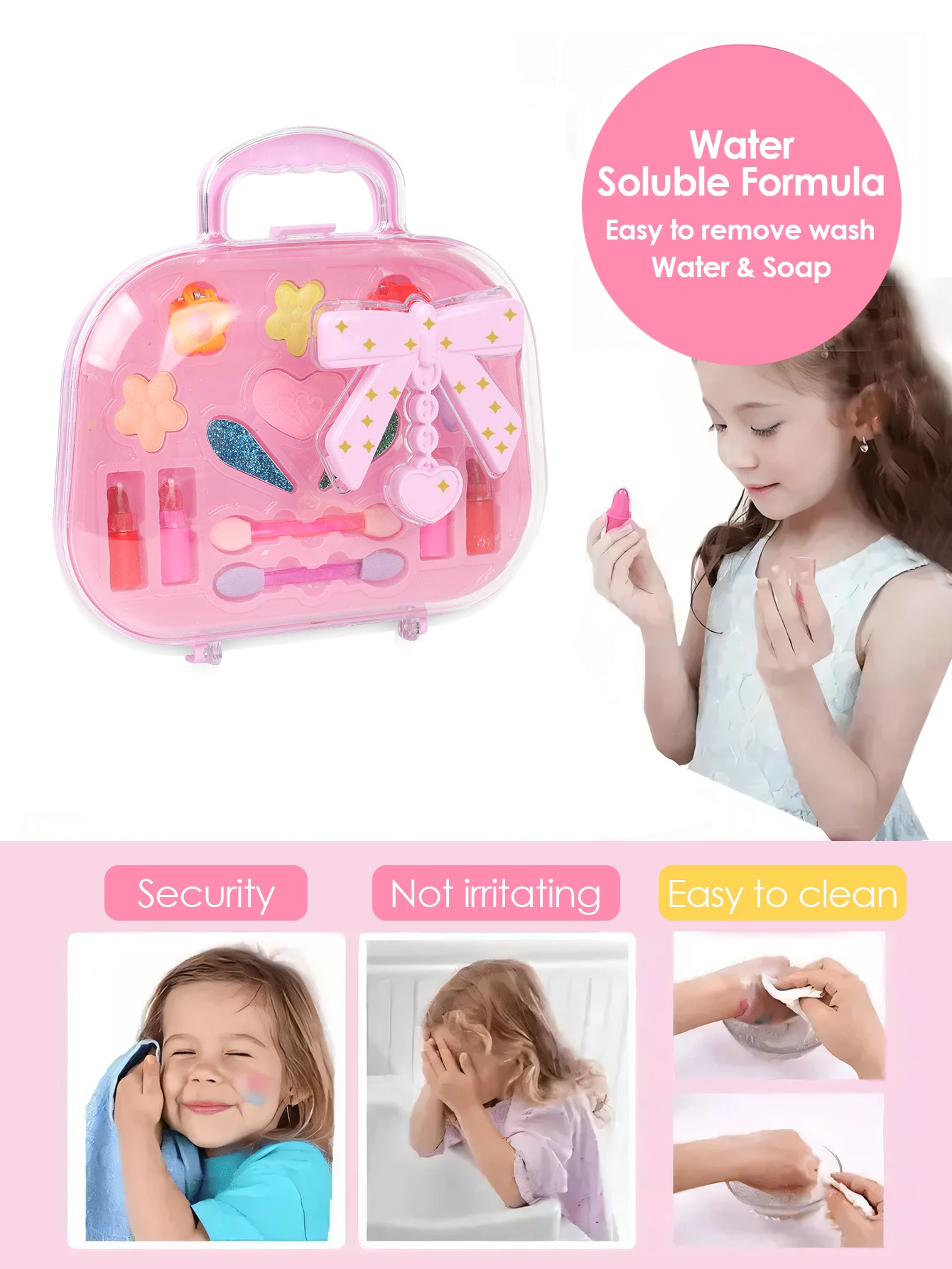 Make-uptas voor meisjes, make-upspeelgoed Prinses Wasbaar Fantasiespel Make-upset Speelgoed Kinderschoonheid Kleine handtasspeelgoed