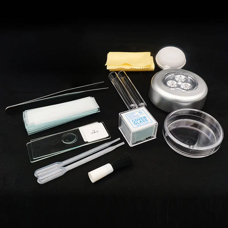 Microscope Accessories Set Specimen Making Biological Experiment  Dropper Tweezers Lamp Test Tube Cover Slides Microscope Parts