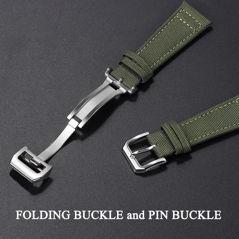 20mm 21mm 22mm Nylon Watch Strap for IWC Pilot Fabric Series Watch Strap Green Black Blue Canvas Bracelet Solid Folding Buckle