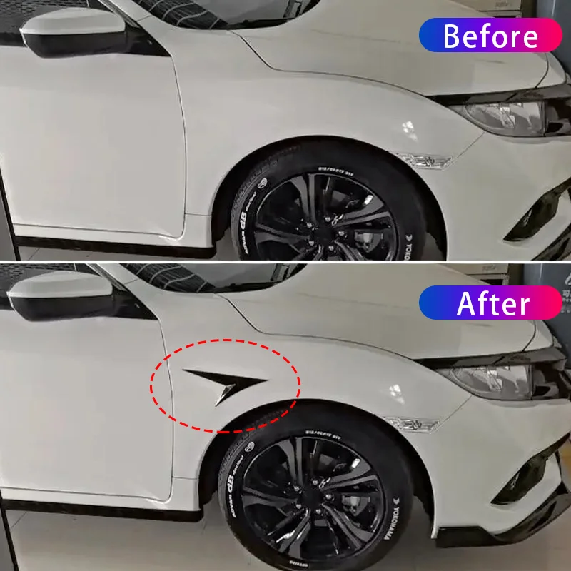 V Shape Universal Fits Car Side Fender Vent Sticker Car Body Decoration Auto Bonnet Air Intake Flow Hood Scoop Cover - view 2
