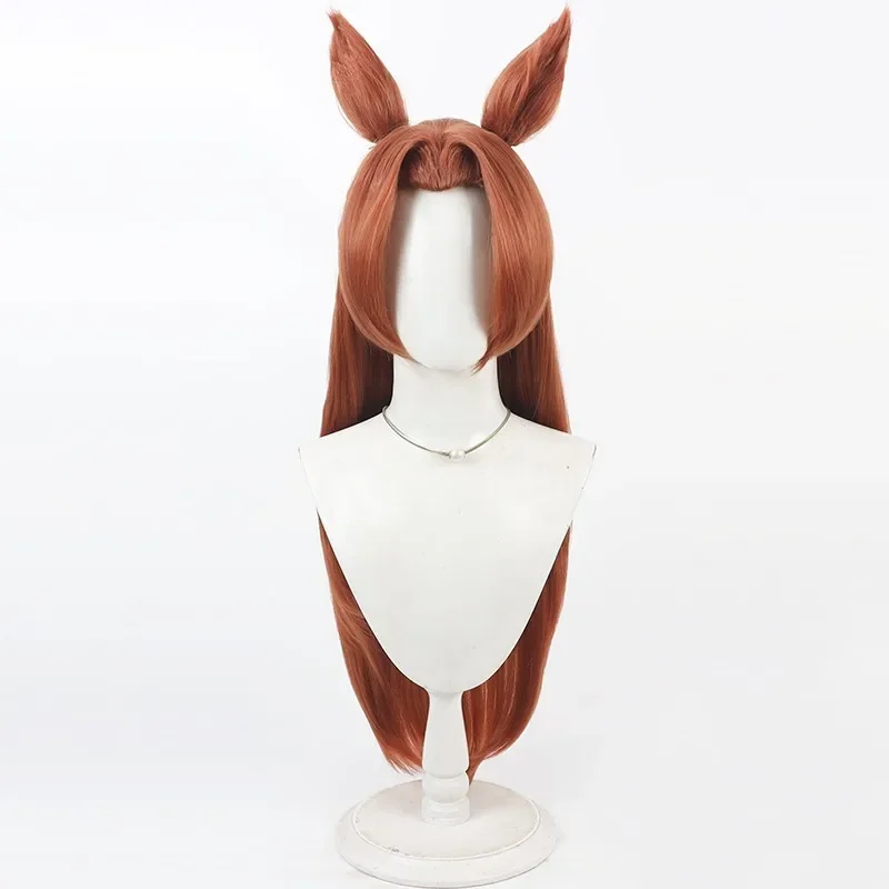 Game Uma Musume Pretty Derby Kawakami Princess Cosplay Wig Ears Tail Halloween Costume Prop Synthetic Hair Heat Resistant Fiber