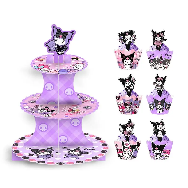 Cartoon animated movie Sanrio Mickey Stitch party cake stand 3-layer cake tower dessert table birthday party decoration supplies