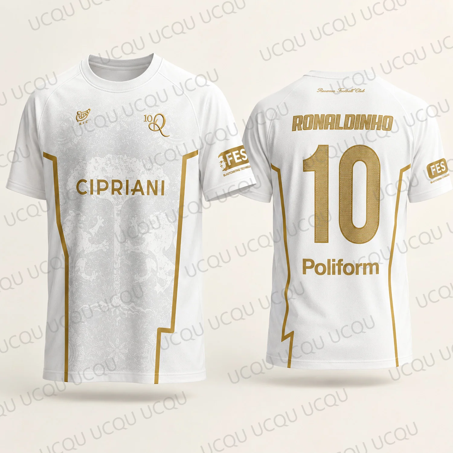 Nuova Maglia da Calcio ITALIA 2026 Edizione Limitata Ronaldinho N.10 Retro Oro Bianco per Collezionisti