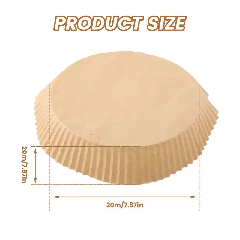 CMHI-130 Pcs Air Fryer Disposable Paper Liner, 7.9-Inch Air Fryer Liners, Non-Stick Parchment Paper For Baking, Cooking