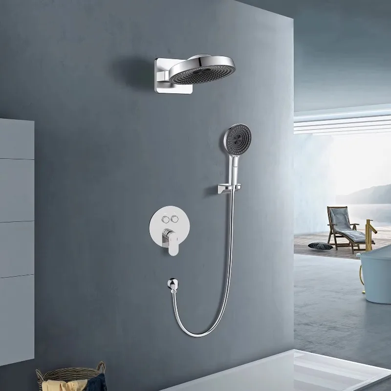 Wall Mounted Waterfall Bathroom Mixer Tap Set Hot Cold Water Bathtub Shower Kit Modern Simple Shower Fixture