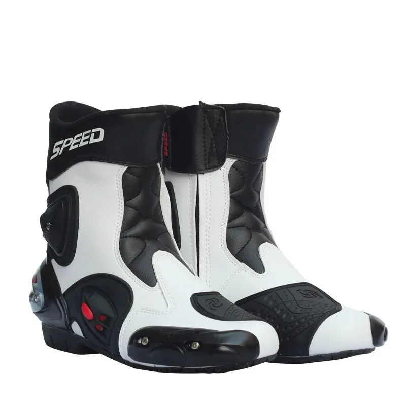 

23cm Motorcycle Boots Feet Protection High-Speed Pro-Biker Microfiber Motorbike Race Boot Breathable Anti-fall Shoes