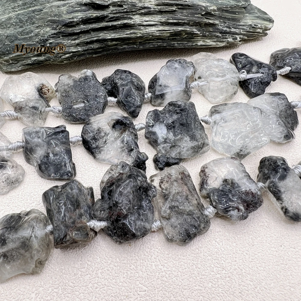 Crudes Large Natural Raw Ore Black Rutilated Quartz Nugget Beads For DIY Jewelry Making MY230659