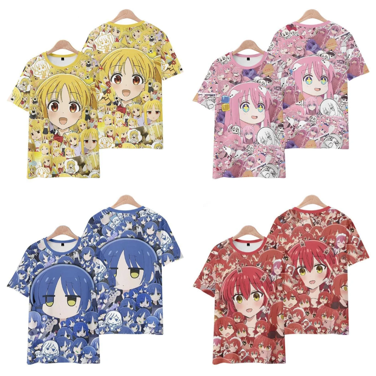 

2025 Summer New Animated Demon Killer Kimetsu 3D Printed Fashion T-shirt Bocchi Gothic T-shirt Cartoon Short Sleeve Top