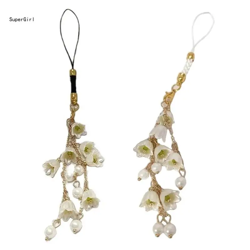 Elegant Flower Charm Phone Chain Phone Strap Orchids Pendant Keychain Hangings J78E