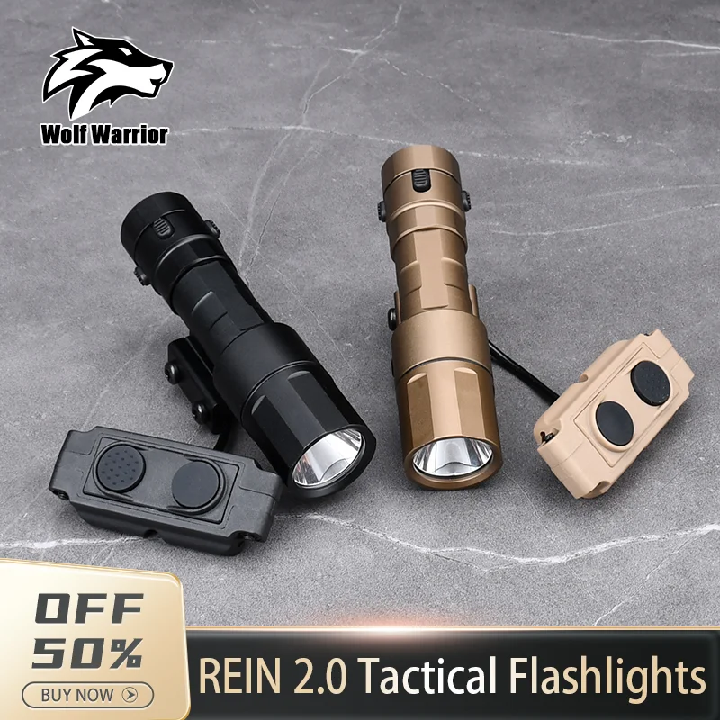 WADSN  REIN 2.0 tactical flashlights LED white light Weapon airsoft accessories With With Dual Switch Weapon Metal Lamp