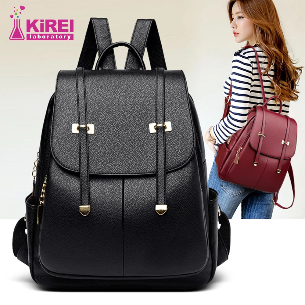 Fashion Women Soft Leather Backpacks Female School Book Bags Large Capacity Shopping Travel Knapsack Femme New Casual Rucksack