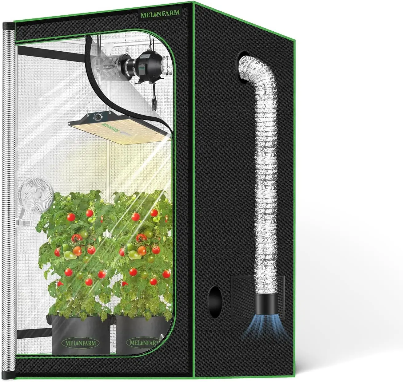 2x2 Indoor-Growzelt mit Doppelter Sichttür, Hochreflektierendem Mylar & Bodenwanne für Hydroponik