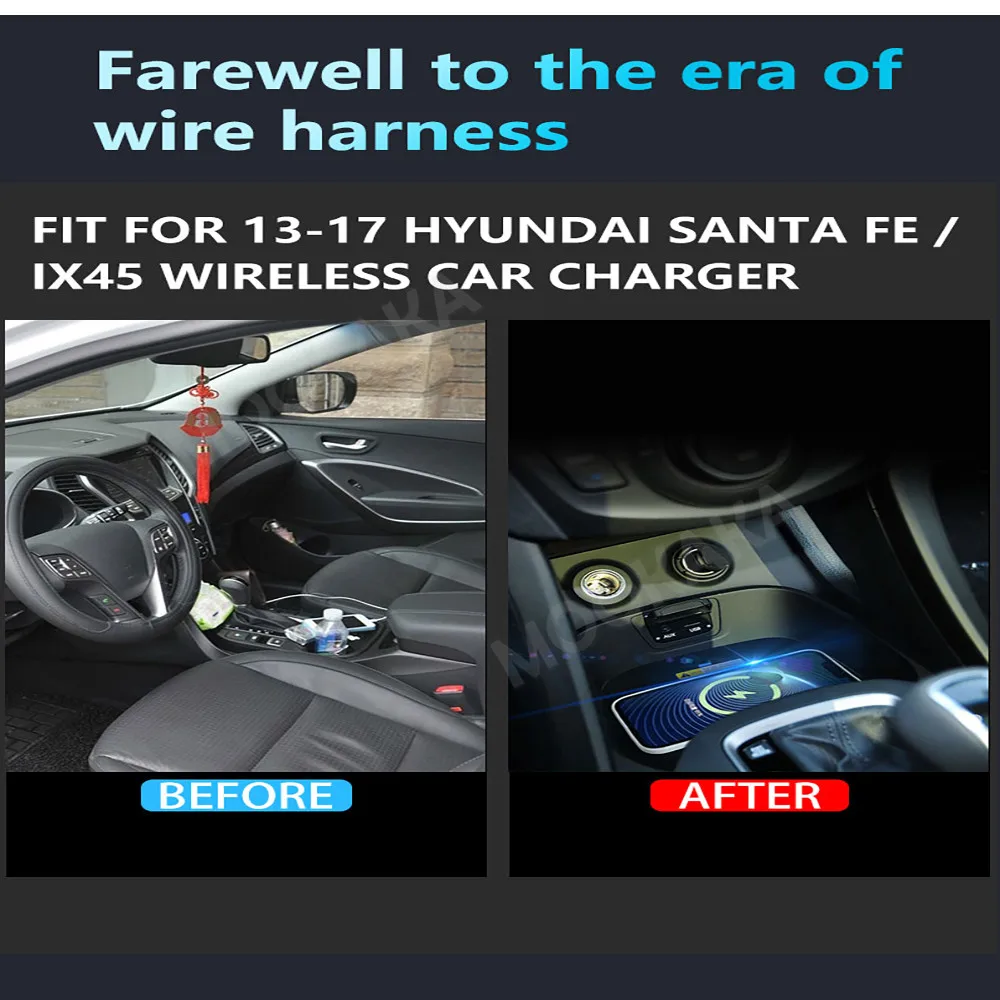For Hyundai Santa Fe IX45 2013-2017 Quick QI Car Wireless Charger Fast Charging Intelligent Infrared Mobile Phone Dashboard