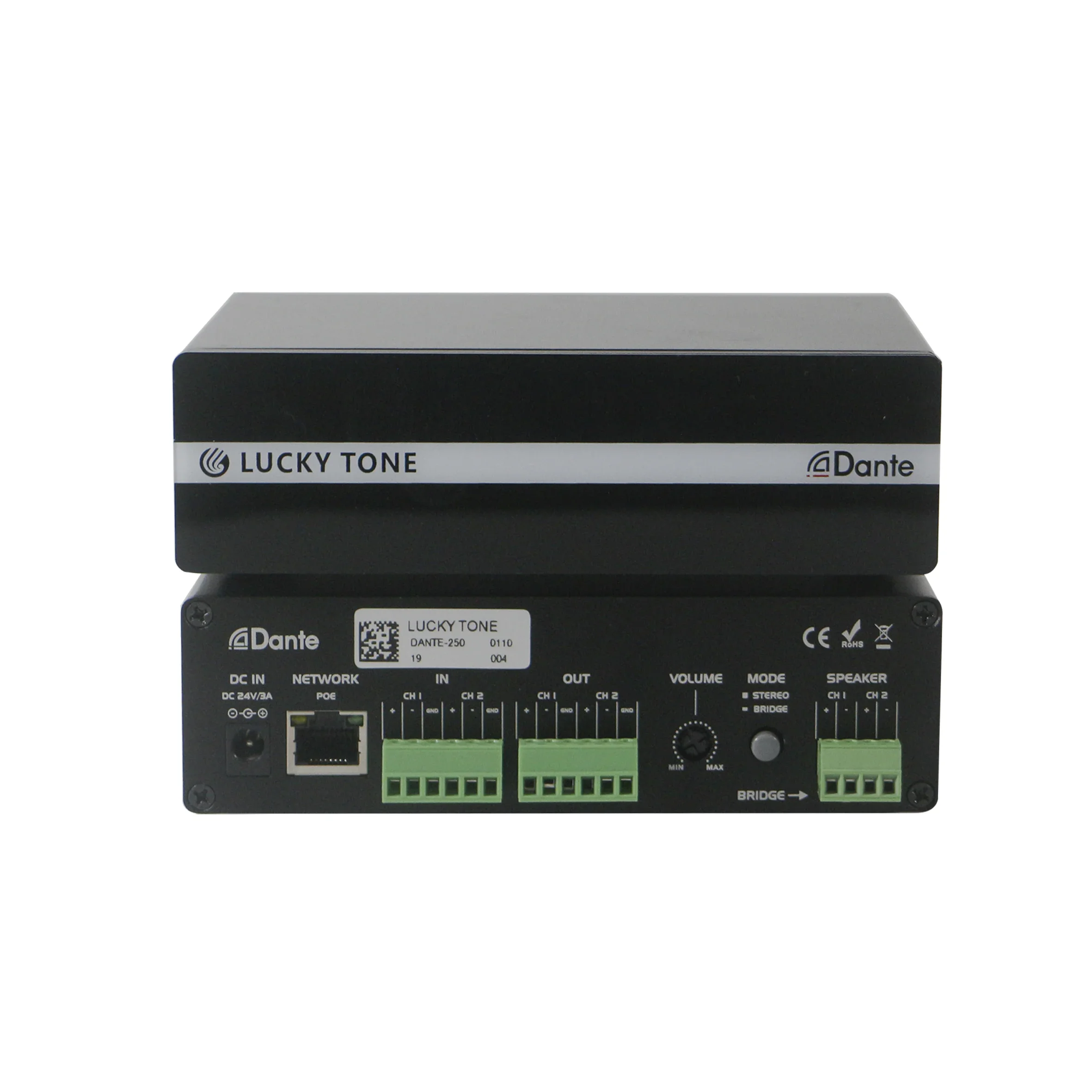 Dante Network Audio Amplifier with Dual 30W Output for Multi-Zone Installation in Smart Audio Systems