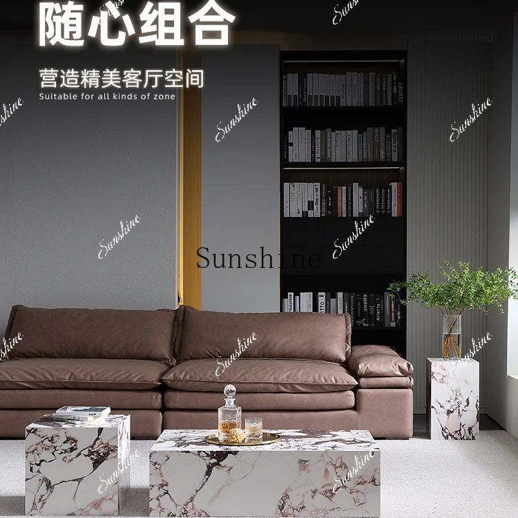 طاولة قهوة مستديرة من الرخام الطبيعي طاولة شاي فنية إيطالية بسيطة FT #3