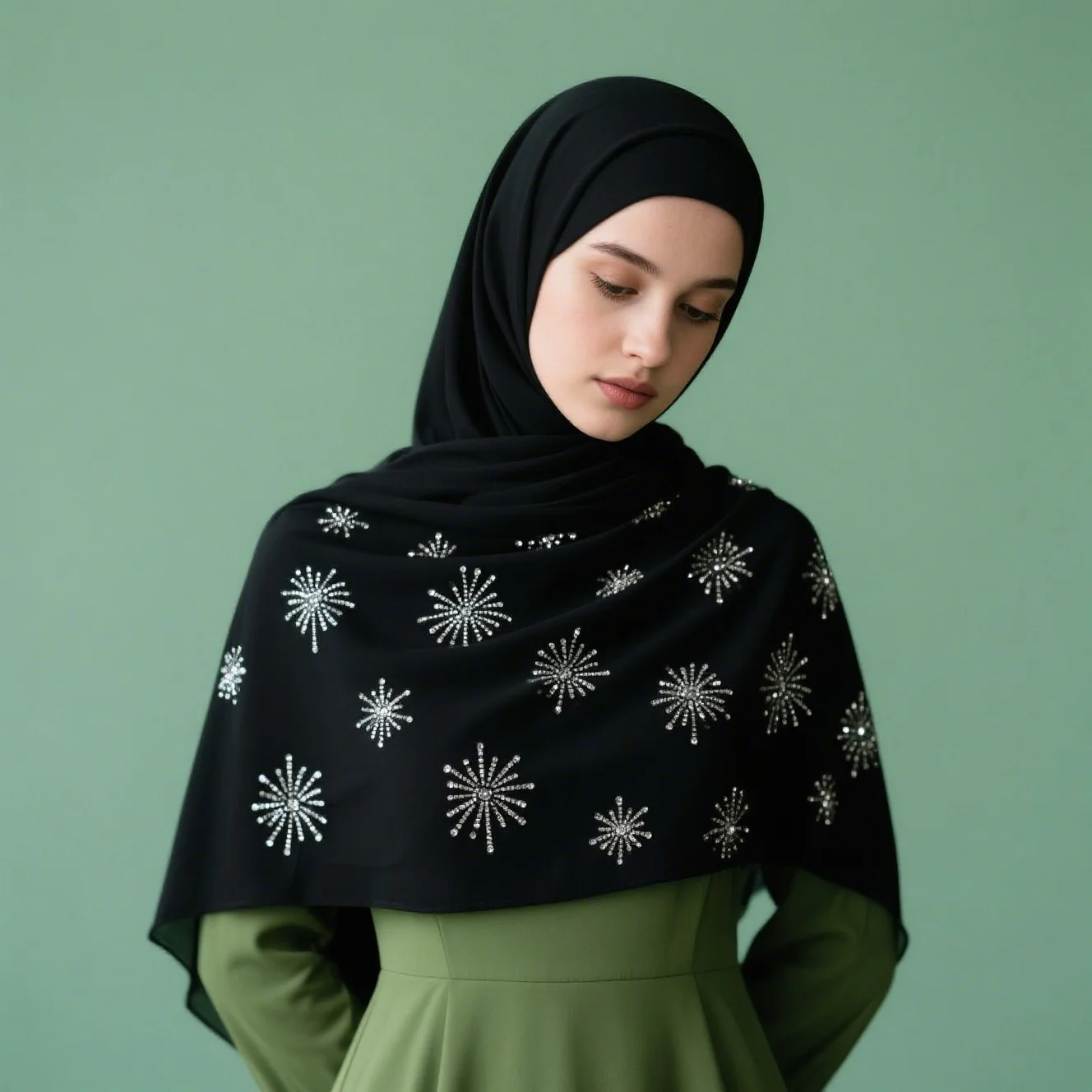 

Fashion Rhinestone Chiffon Hijab Scarf Woman Muslim Hijabs Shawl Lady Long Wrap Ethnic Islam Turban Headscarf Scarves