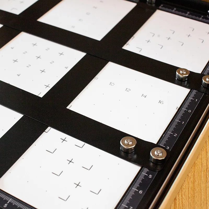 Darkroom with four knives professional photo paper enlarged ruler preview image positioning metal darkroom equipment
