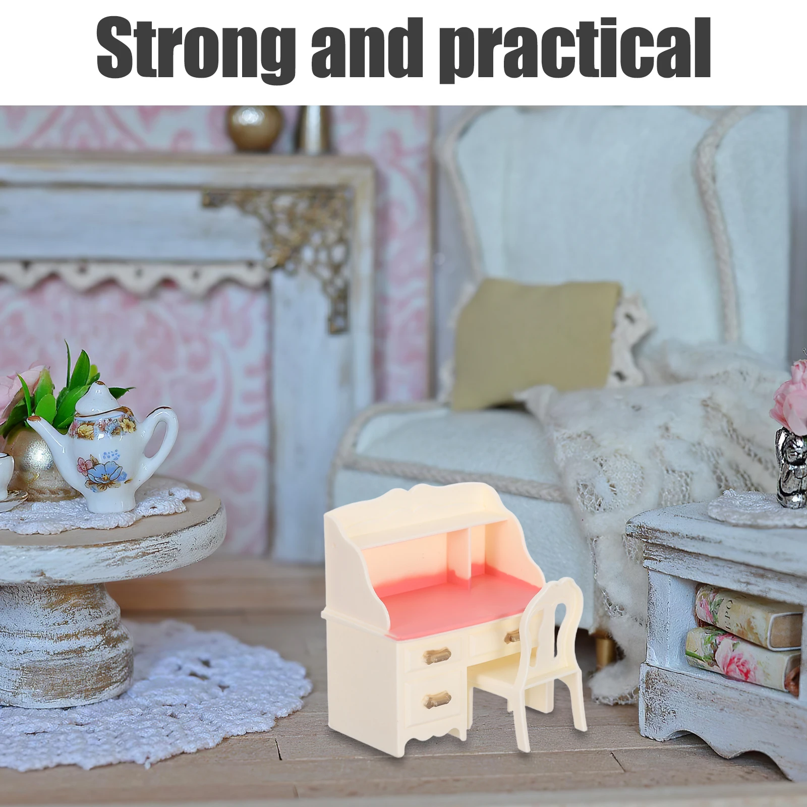 

5 Sets Mini Dollhouse Furniture Chair Desk and for Miniature Table Chairs Plastic Child