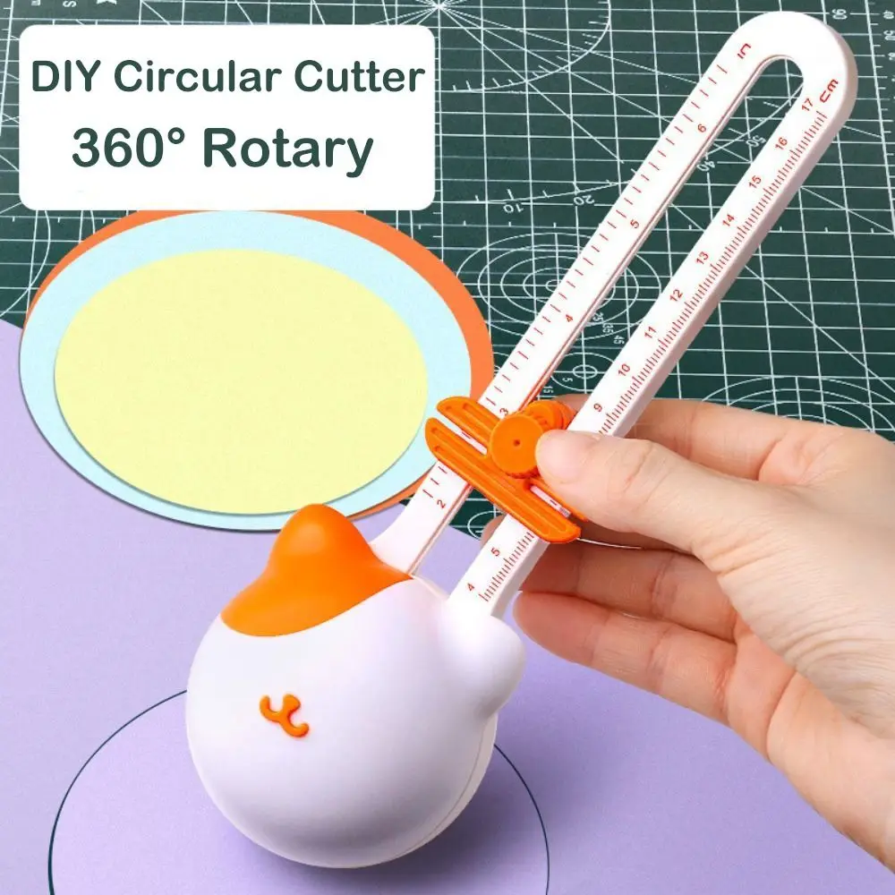 Paper Card Photo Circular Paper Cutter Cute Kitty Safe 360° Rotary Circle Cutter DIY Crafts Round Cutting Tool Laminate