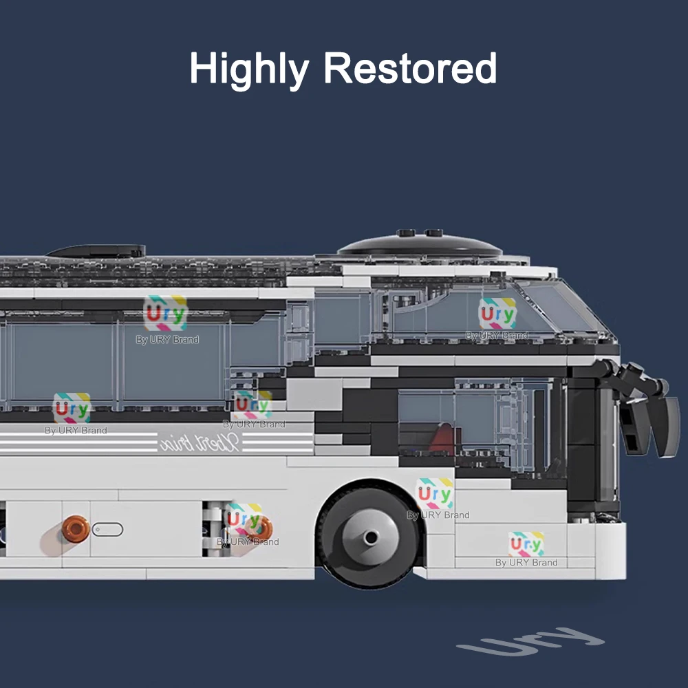 City Traffic รถสีเทา Passenger Double Decker Tourist Sightseeing Bus Public ชุด Building Blocks DIY ของเล่นสําหรับของขวัญเด็ก