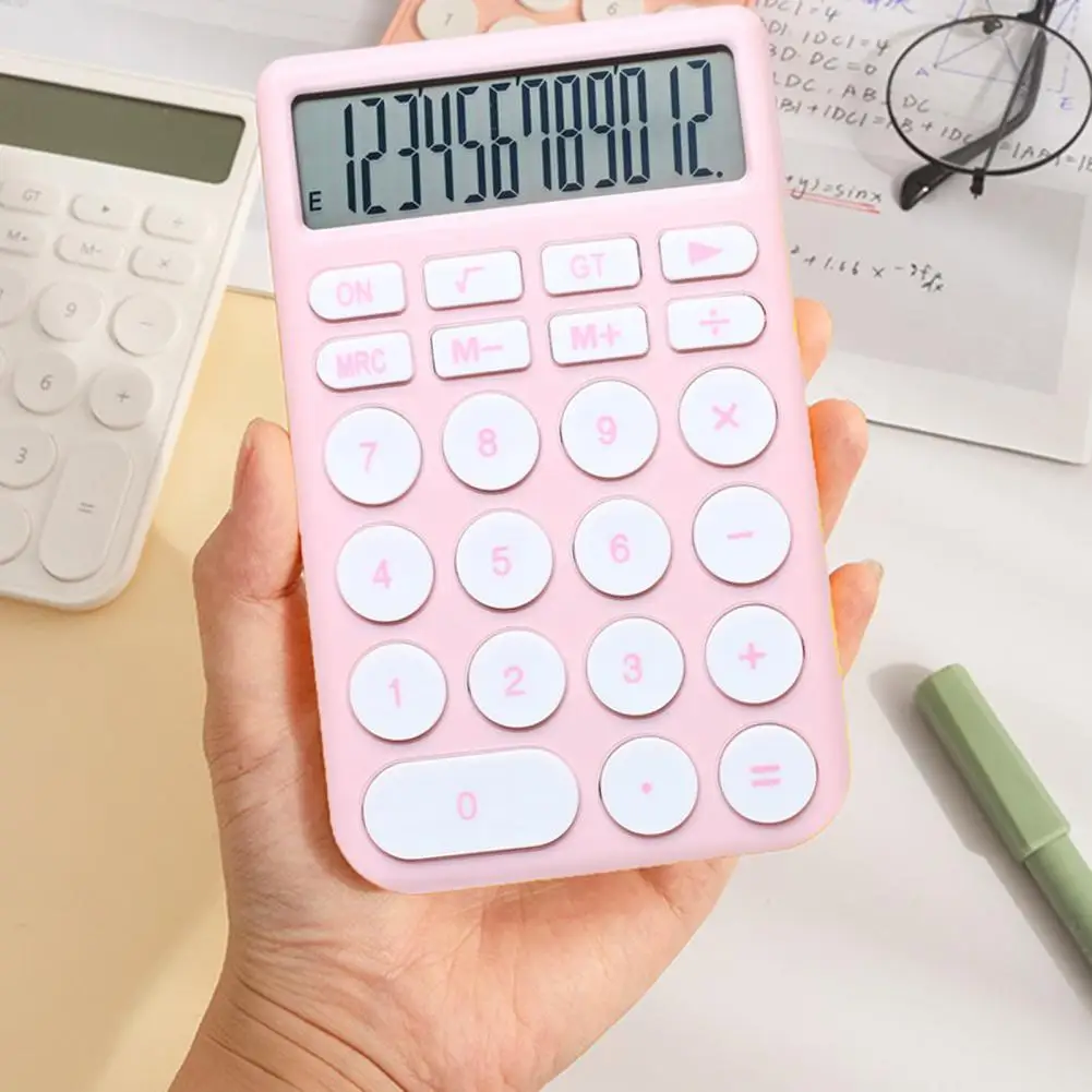 Electronic Calculator 12 Digit LCD Display Creative Colorful Calculator for Office School Home Business